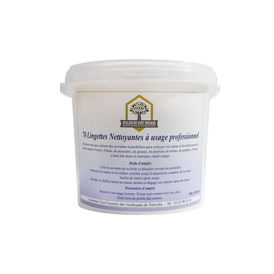 Lingettes dégraissantes 30 x 25 cm grand pouvoir nettoyant tous usages - Seau de 70 lingettes