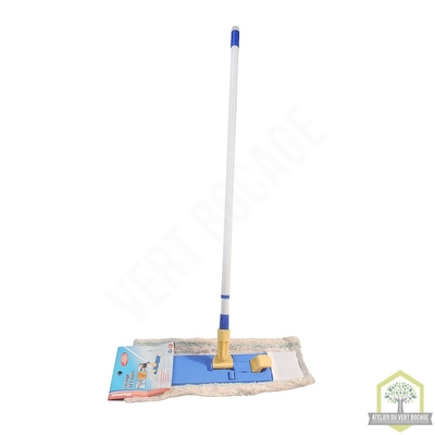 Balai à plat 40 cm + housse coton + manche télescopique