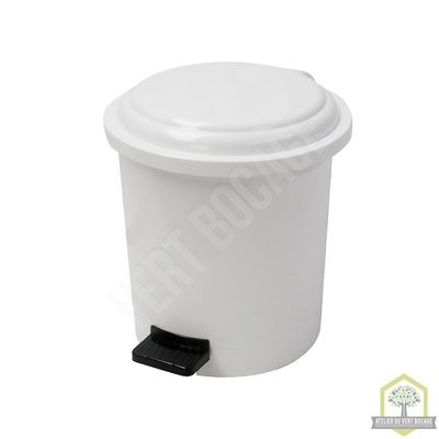Poubelle Blanche plastique 6 L à pédale