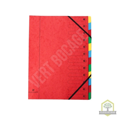 Trieur à fenêtres avec élastiques 12 compartiments couverture cartonnée