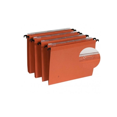 Dossier suspendu Kraft Tiroir Fond Plat 15 mm Orange - Boîte de 25