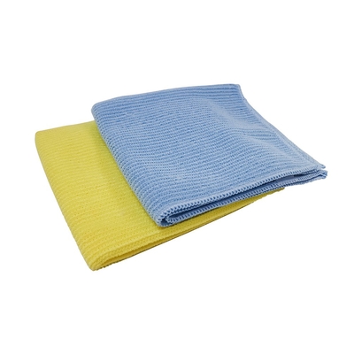 Lavette micro-fibres avec co?te? grattant 31 x 32 cm jaune-vert-bleue-rose - sachet de 4